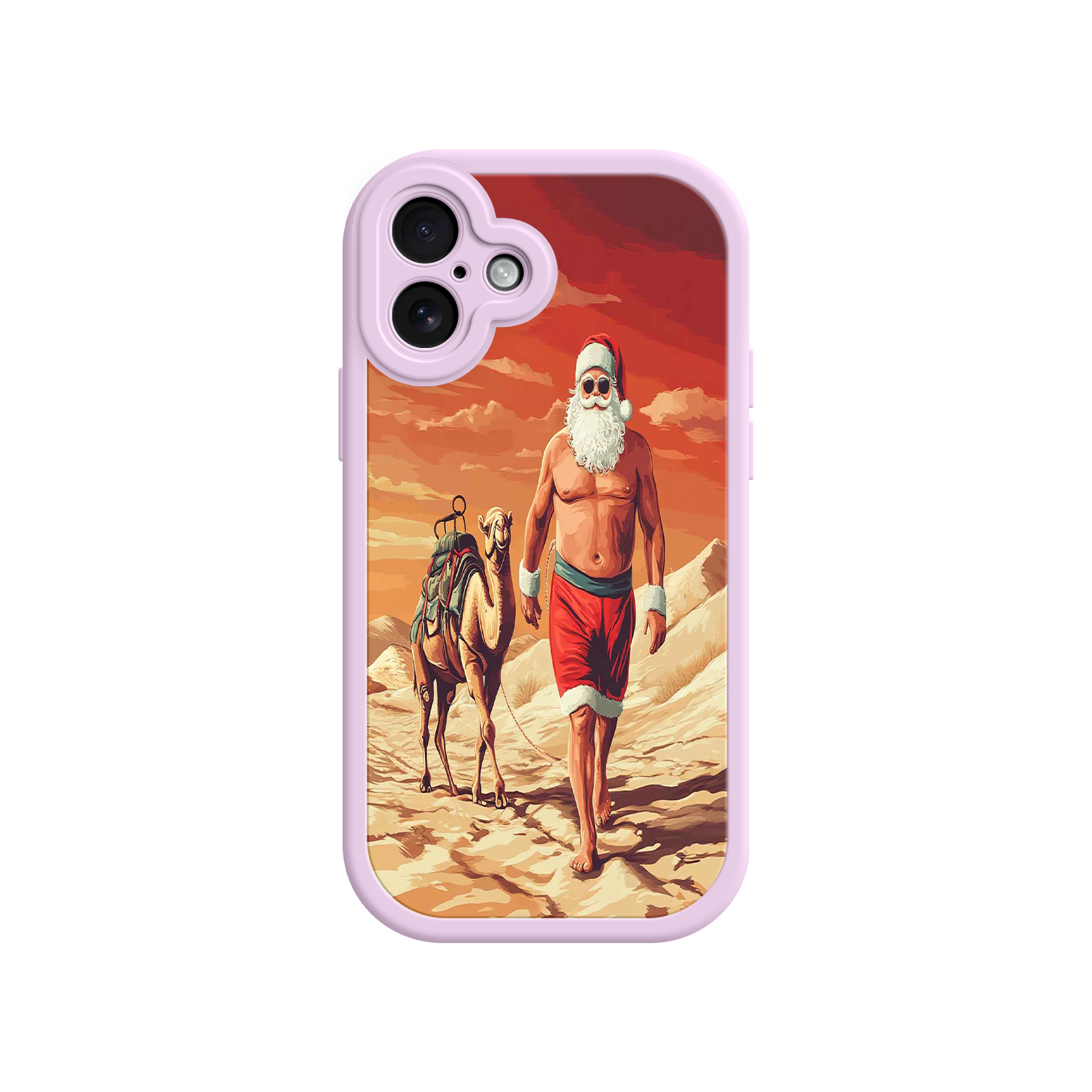 Desert Santa iPhone 17 Case – Funny Christmas Design, Muscular Santa & Camel, Holiday Heat Vibes