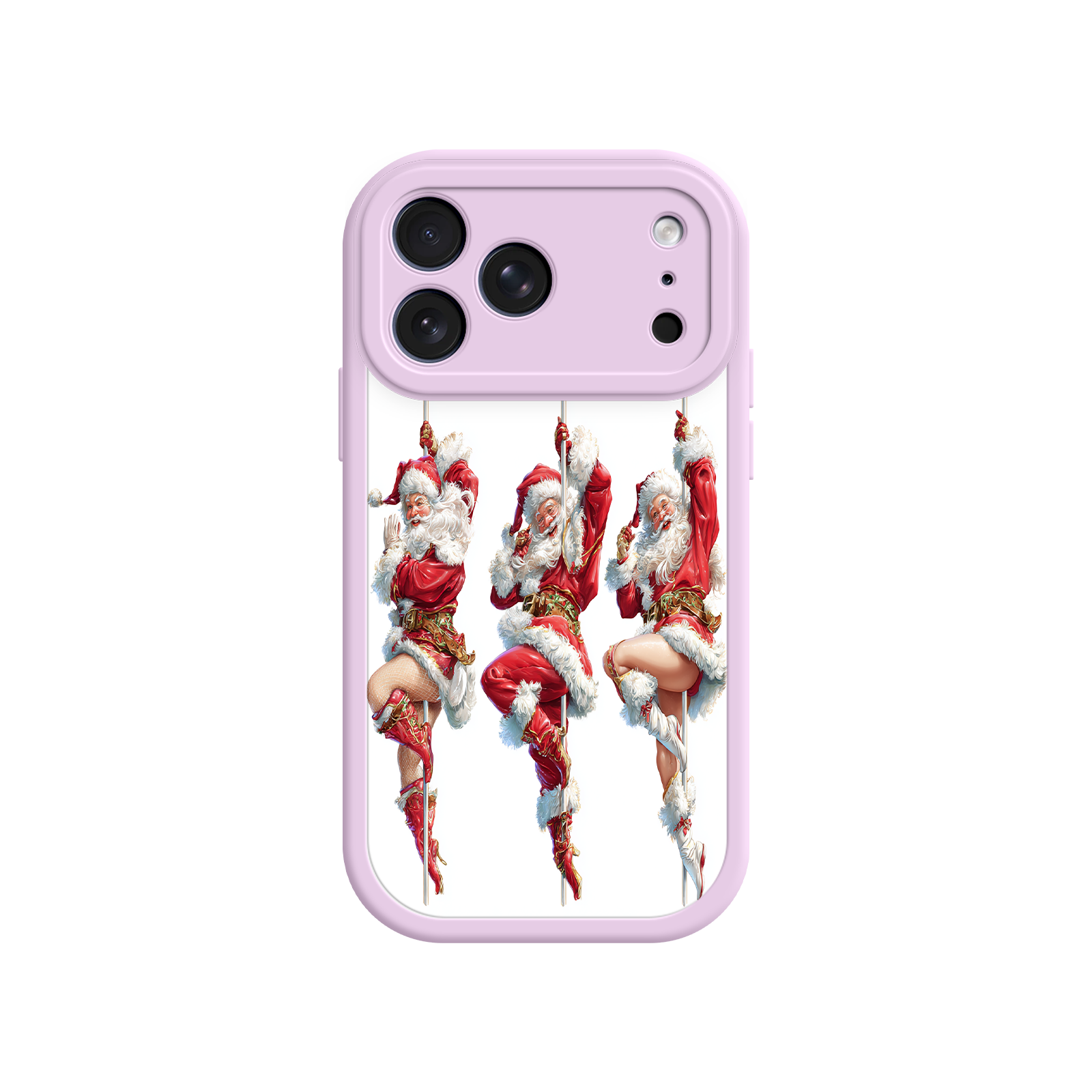 Holiday-themed phone case featuring festive performers