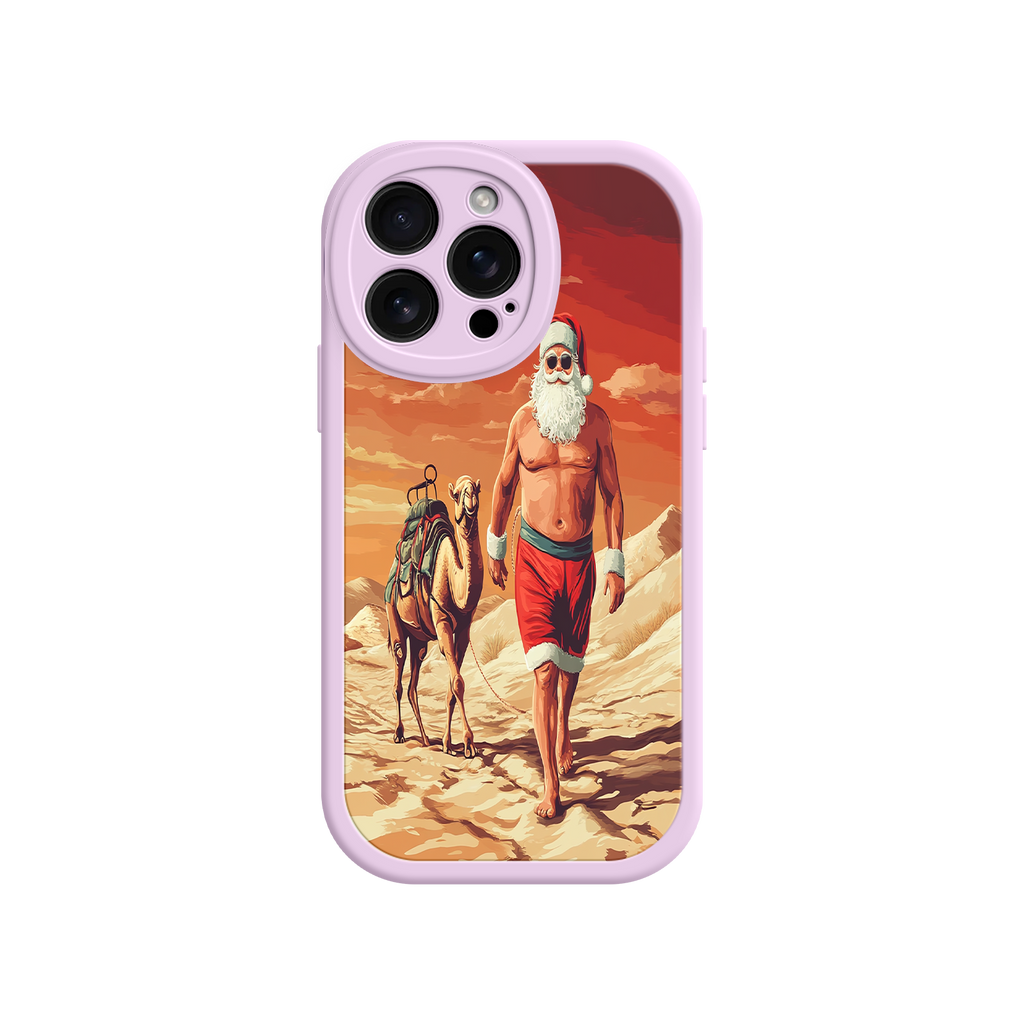 Desert Santa iPhone 17 Case – Funny Christmas Design, Muscular Santa & Camel, Holiday Heat Vibes