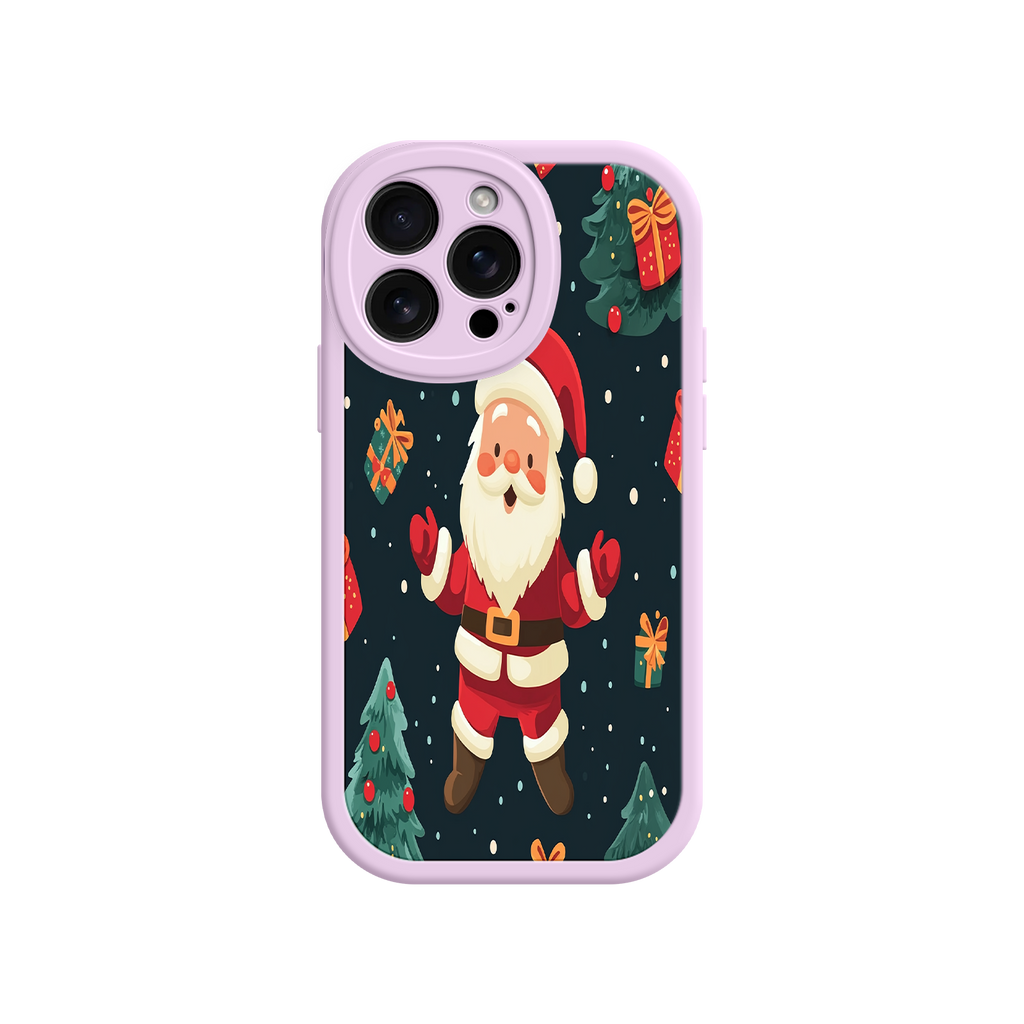 Festive Santa iPhone 17 Case – Christmas Holiday Design, Jolly Santa Claus, Gift Boxes & Trees