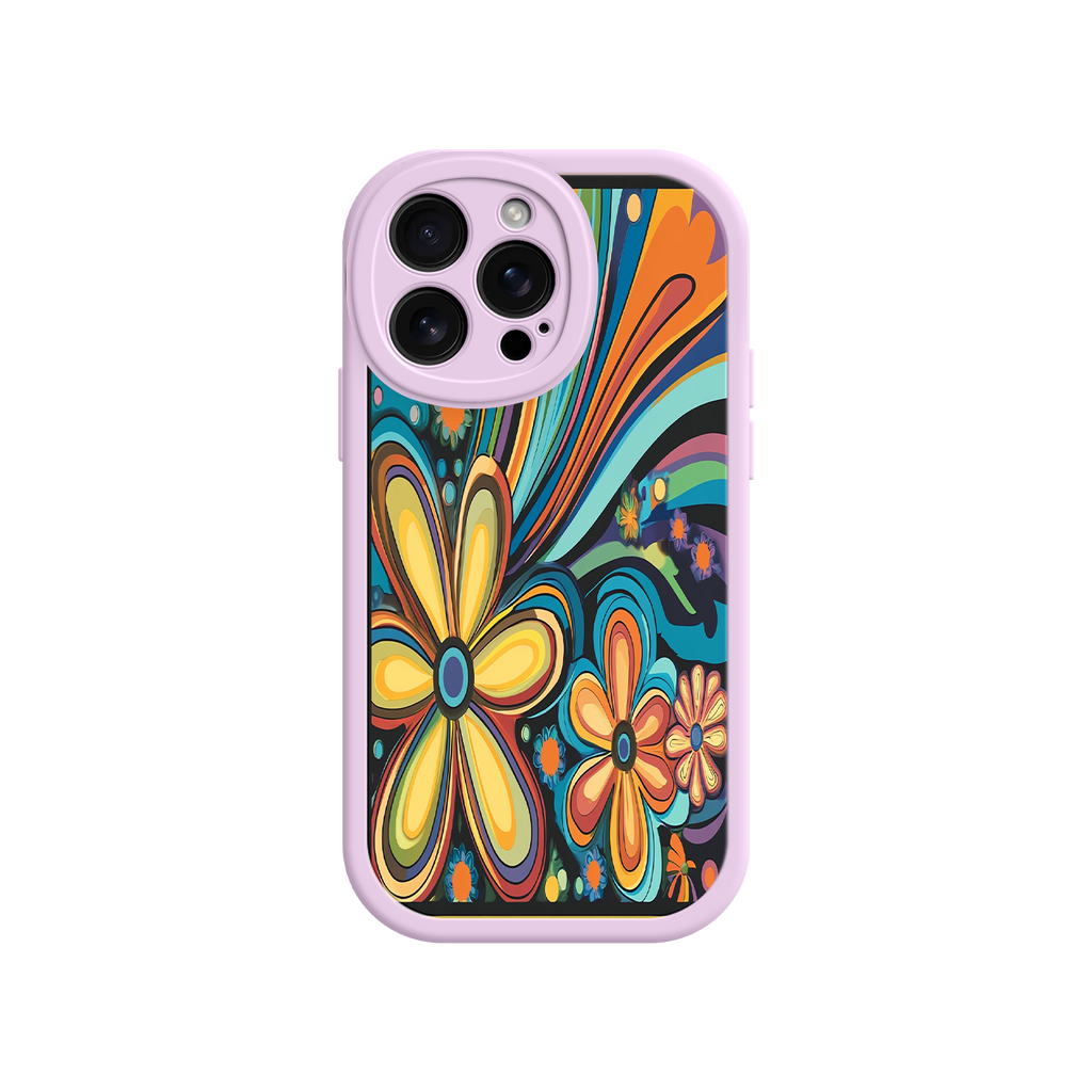 Psychedelic Floral iPhone 17 Case – Hippie Flower Power Design, 60s 70s Retro Vibes, Groovy Swirls