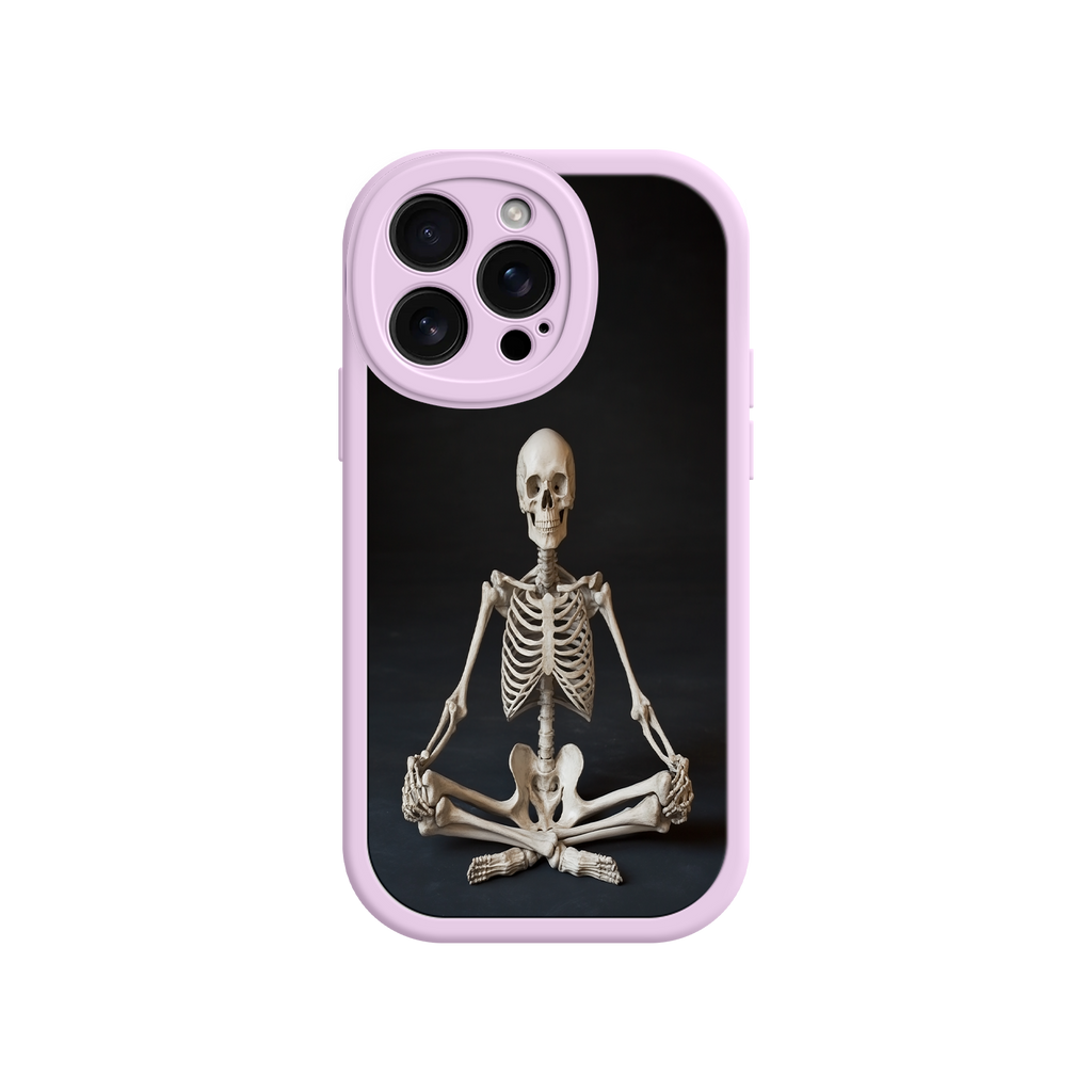 Meditating Skeleton iPhone 17 Case – Gothic Skelly Yoga Art, Anatomical Design, Spiritual Aesthetic