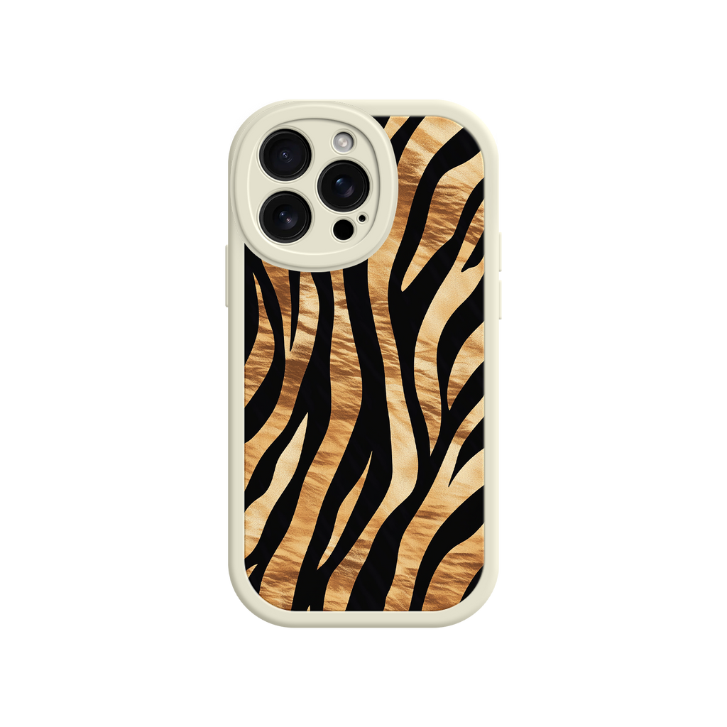 Tiger Stripe iPhone Case – Bold Animal Print with Olive Green Frame