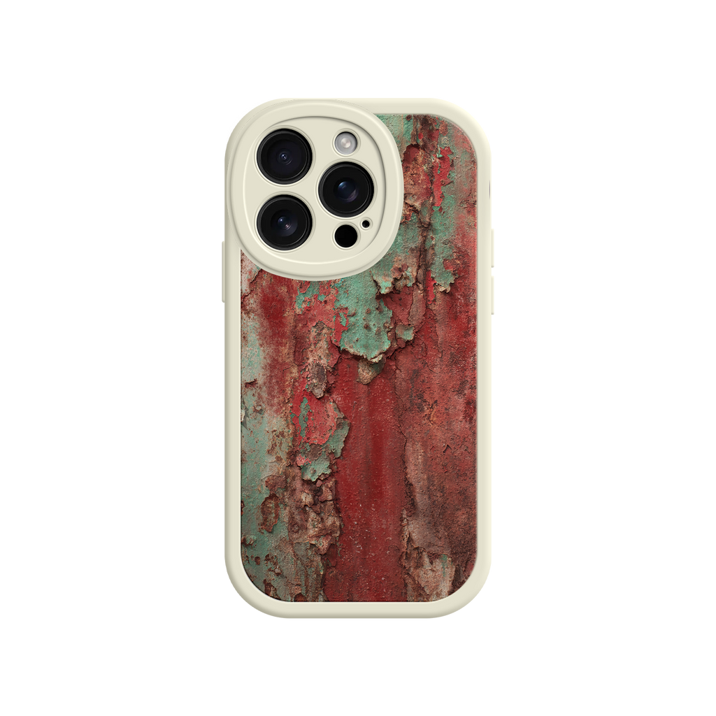 Grunge iPhone case with cracked paint and rust tones