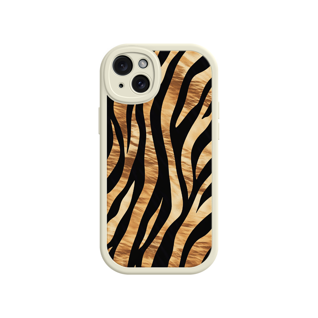 Tiger Stripe iPhone Case – Bold Animal Print with Olive Green Frame