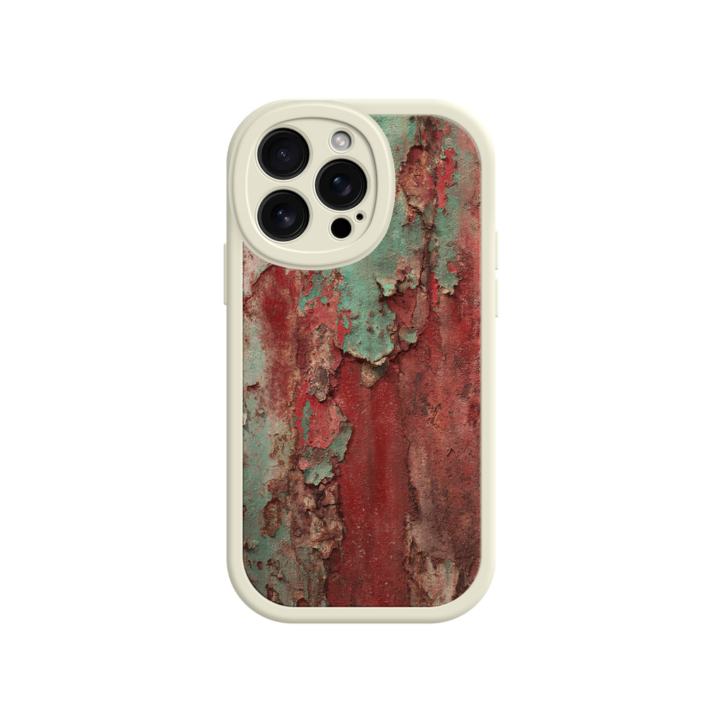 Holiday phone case with distressed metal aesthetic