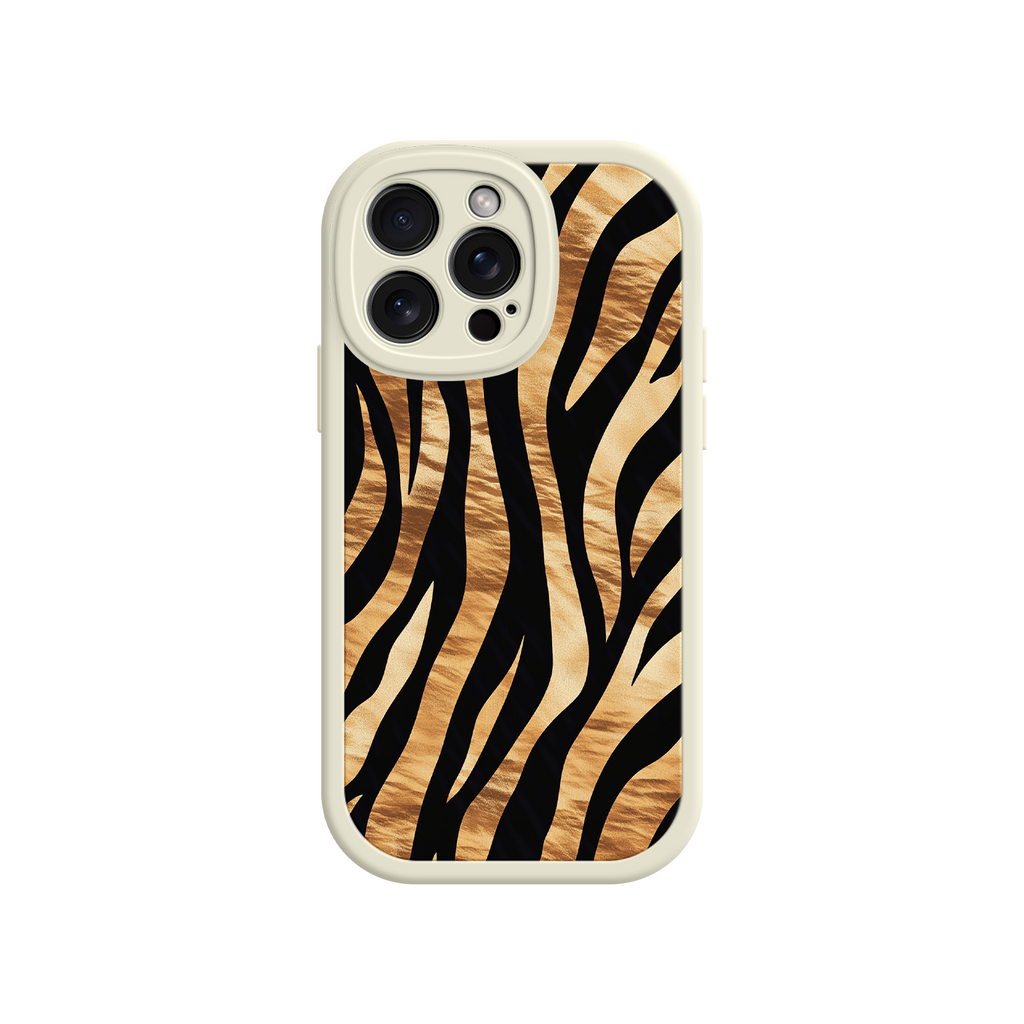 Tiger Stripe iPhone Case – Bold Animal Print with Olive Green Frame