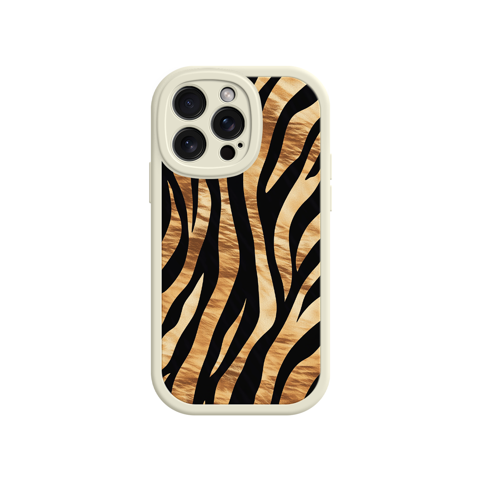 Tiger Stripe iPhone Case – Bold Animal Print with Olive Green Frame