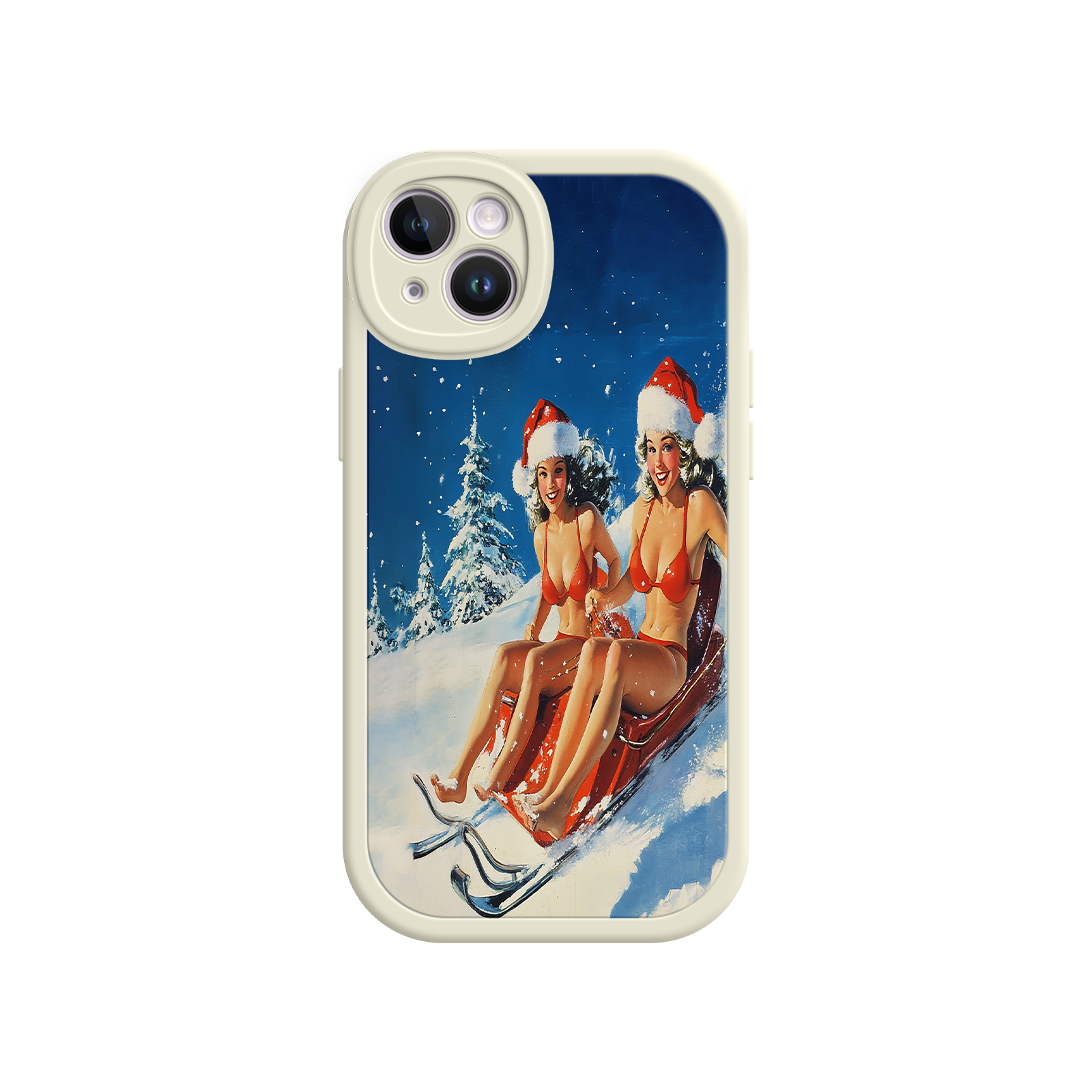 Santa Bikini Sled iPhone 17 Case – Funny Christmas Design, Sexy Holiday Vibes, Winter Wonderland Art