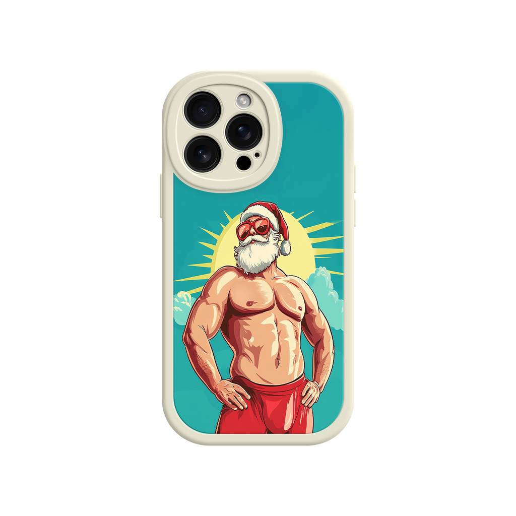 Unique Christmas phone case with buff Santa art