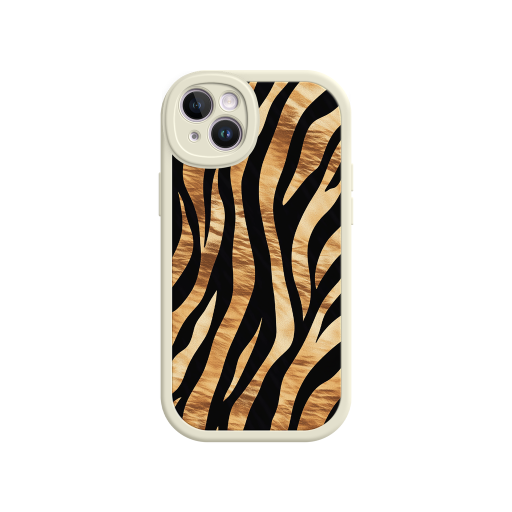Tiger Stripe iPhone Case – Bold Animal Print with Olive Green Frame