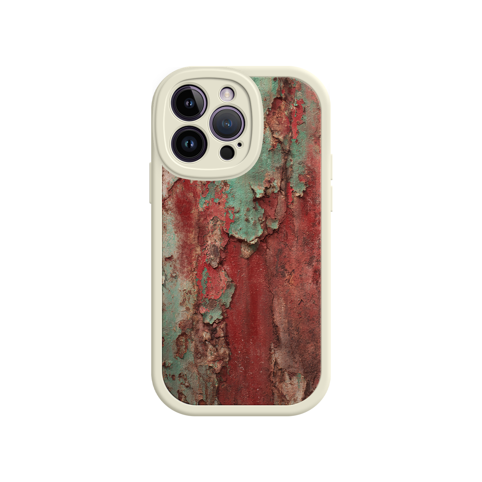 Urban-style iPhone case with corroded metal design