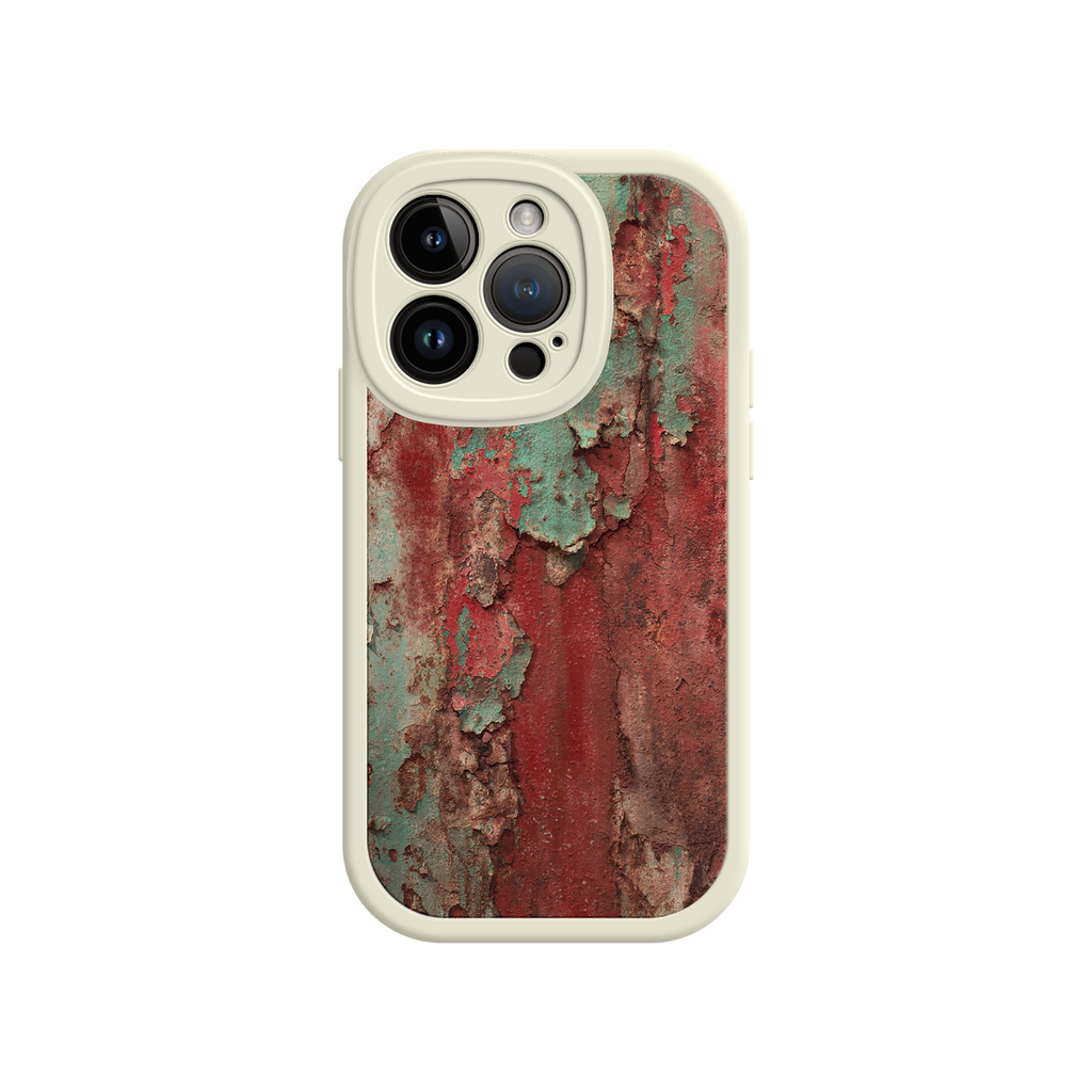 Retro iPhone case with rusty industrial aesthetic