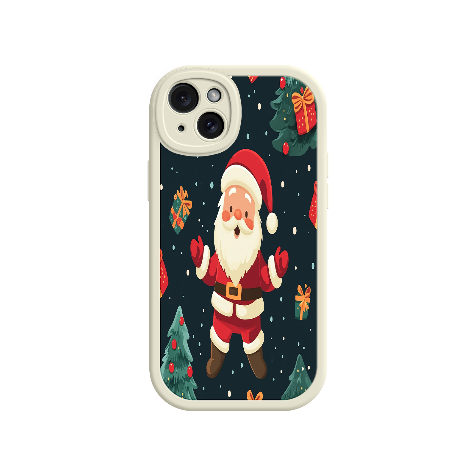 Festive Santa iPhone 17 Case – Christmas Holiday Design, Jolly Santa Claus, Gift Boxes & Trees