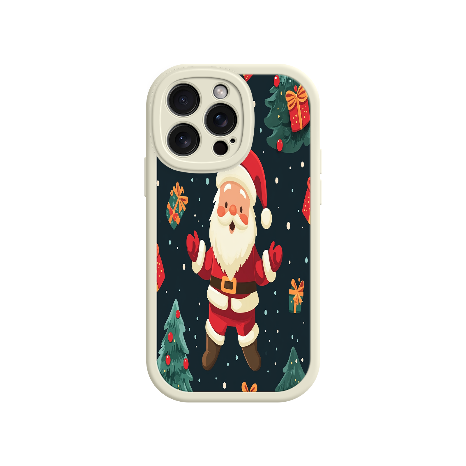 Festive Santa iPhone 17 Case – Christmas Holiday Design, Jolly Santa Claus, Gift Boxes & Trees