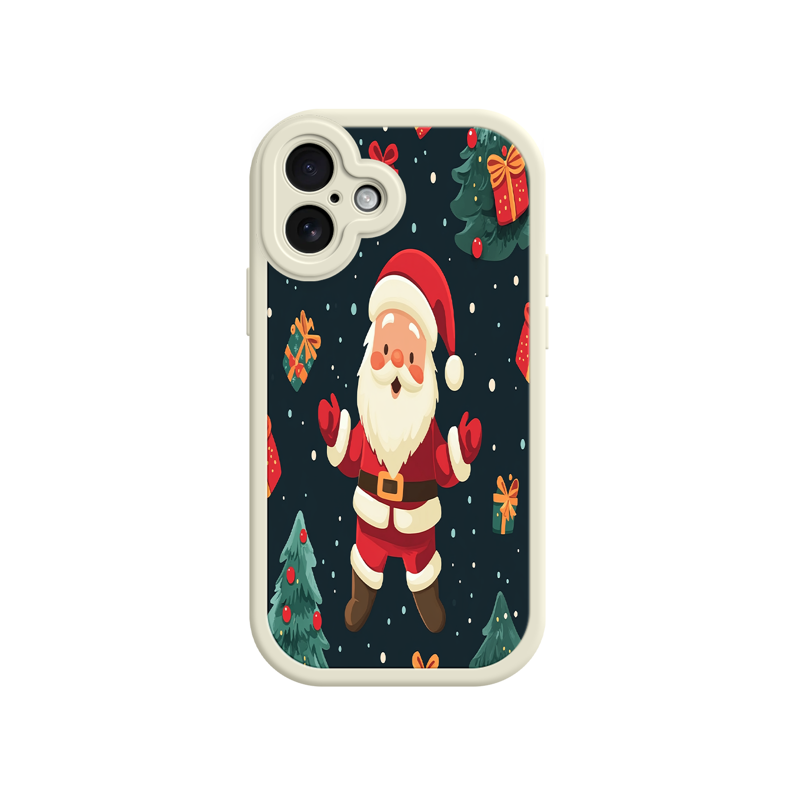 Festive Santa iPhone 17 Case – Christmas Holiday Design, Jolly Santa Claus, Gift Boxes & Trees
