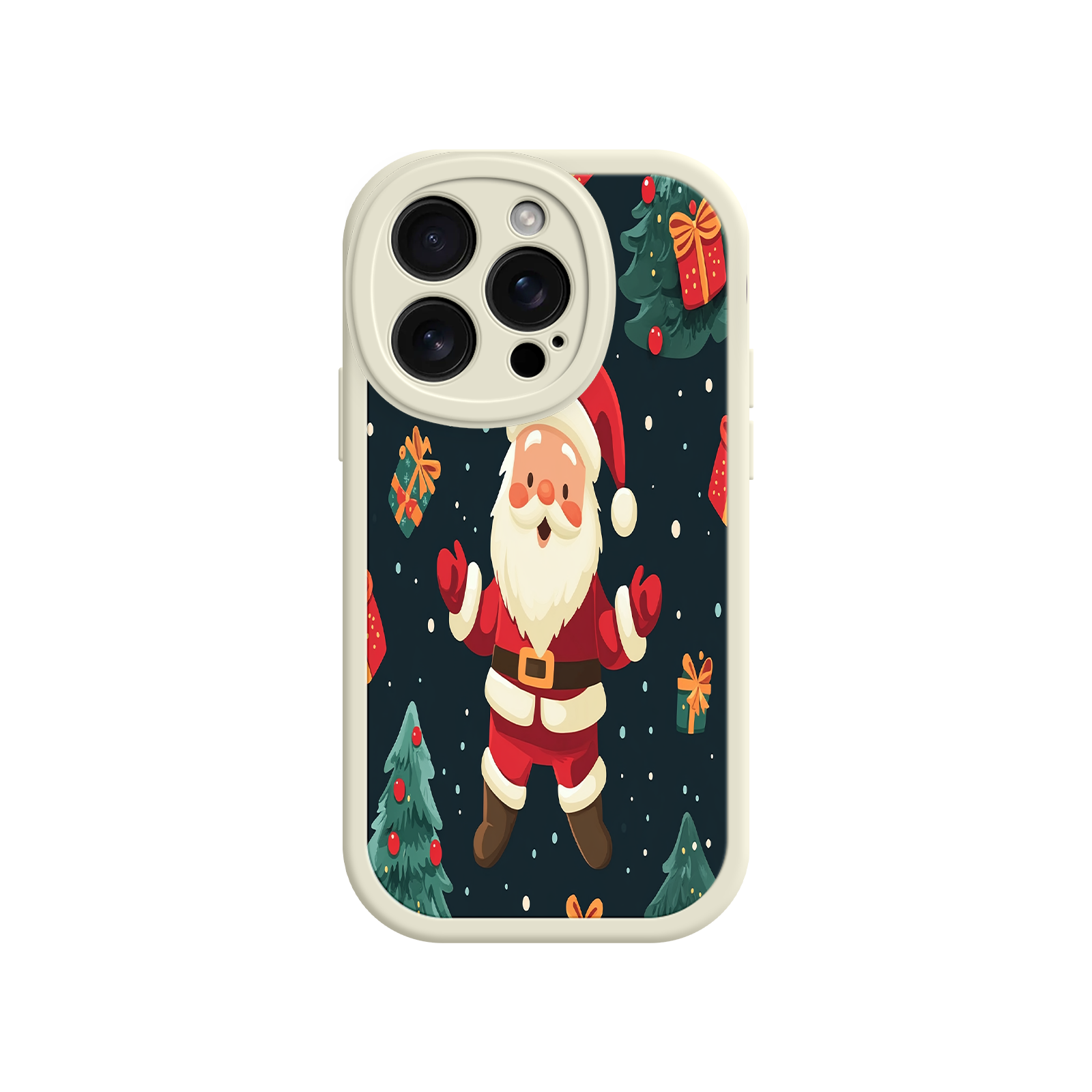 Festive Santa iPhone 17 Case – Christmas Holiday Design, Jolly Santa Claus, Gift Boxes & Trees