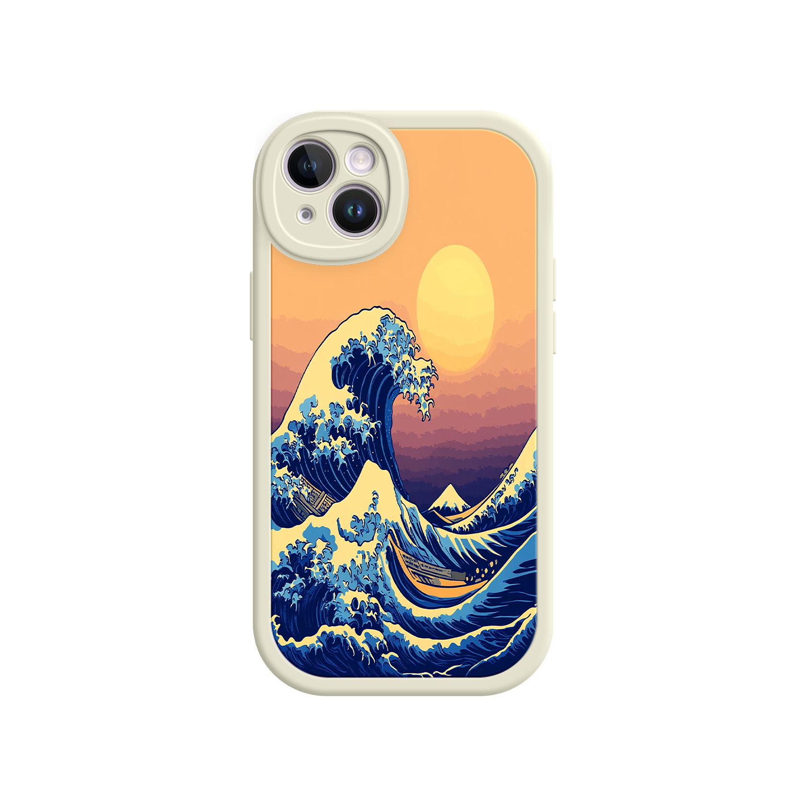 Great Wave Sunset iPhone Case – Japanese Art with Ocean & Mountain Design