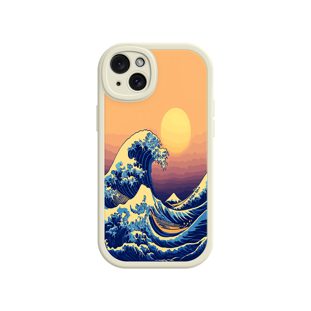 Great Wave Sunset iPhone Case – Japanese Art with Ocean & Mountain Design