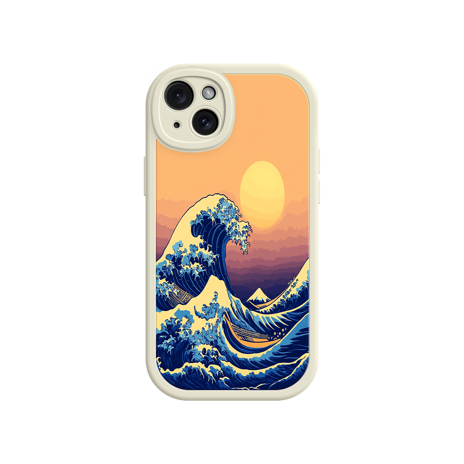 Great Wave Sunset iPhone Case – Japanese Art with Ocean & Mountain Design
