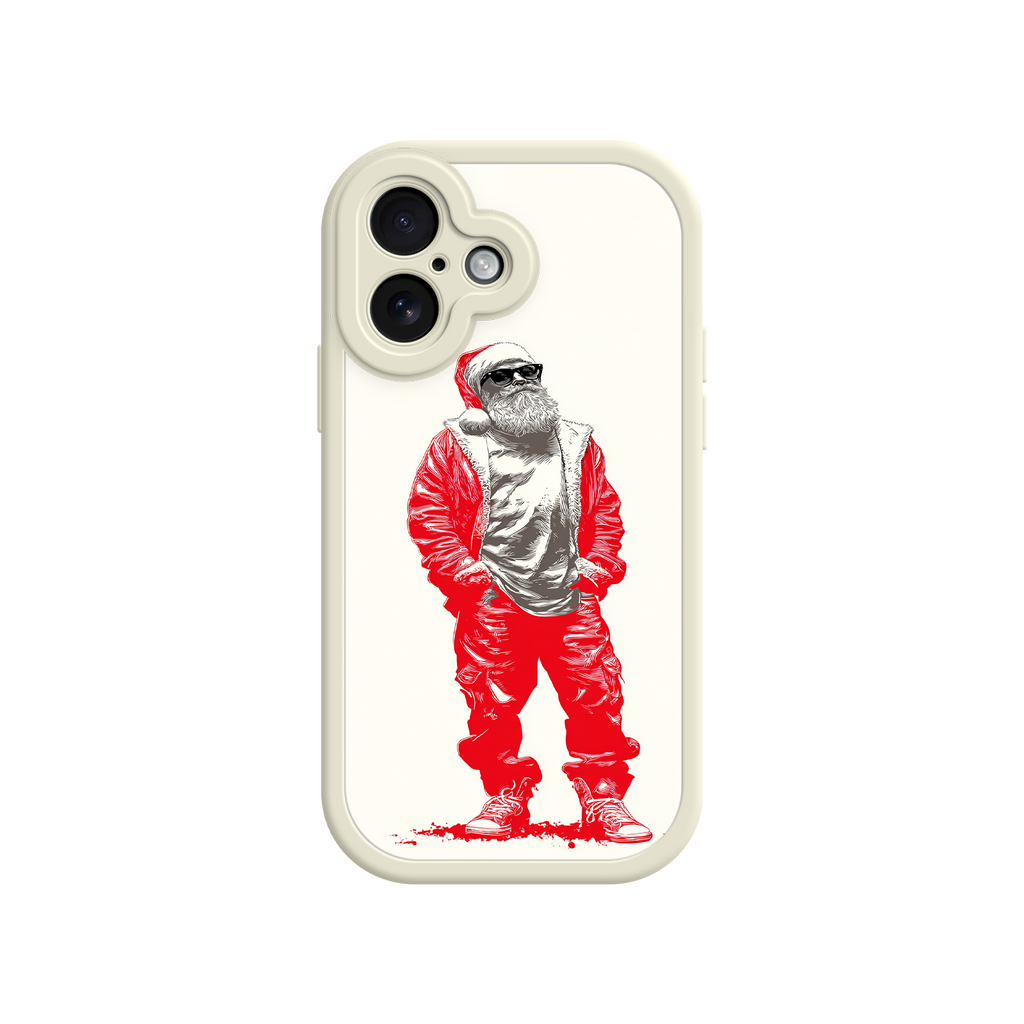 Santa phone case with minimalist red and white palette