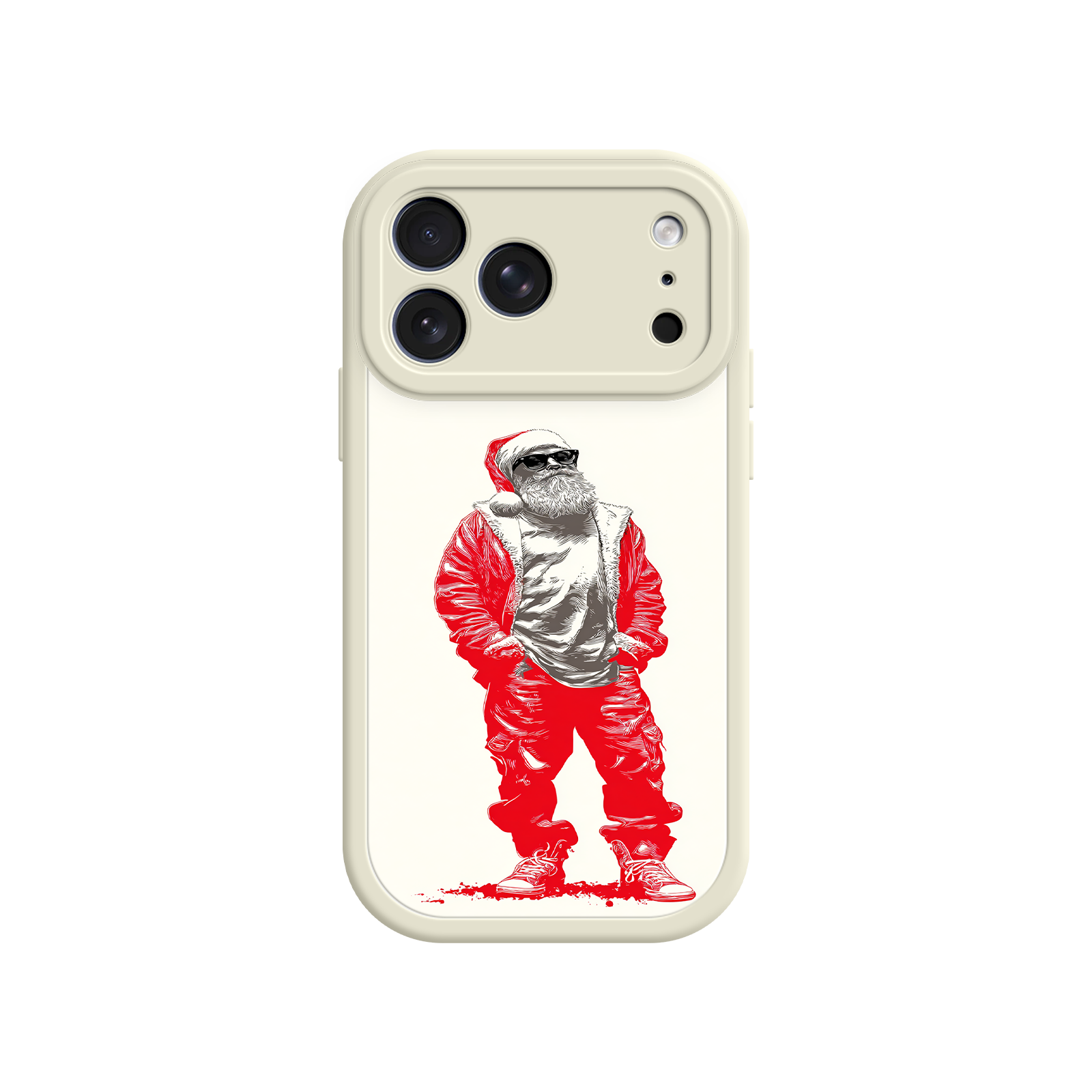 Stylish holiday iPhone case – modern Santa illustration in red outfit and beard