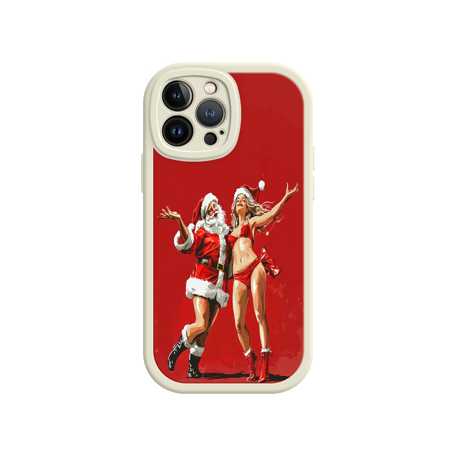 Merry & Flirty iPhone 17 Case – Fun Christmas Couple, Bold Red Festive Design, Santa & Sexy Santa Girl