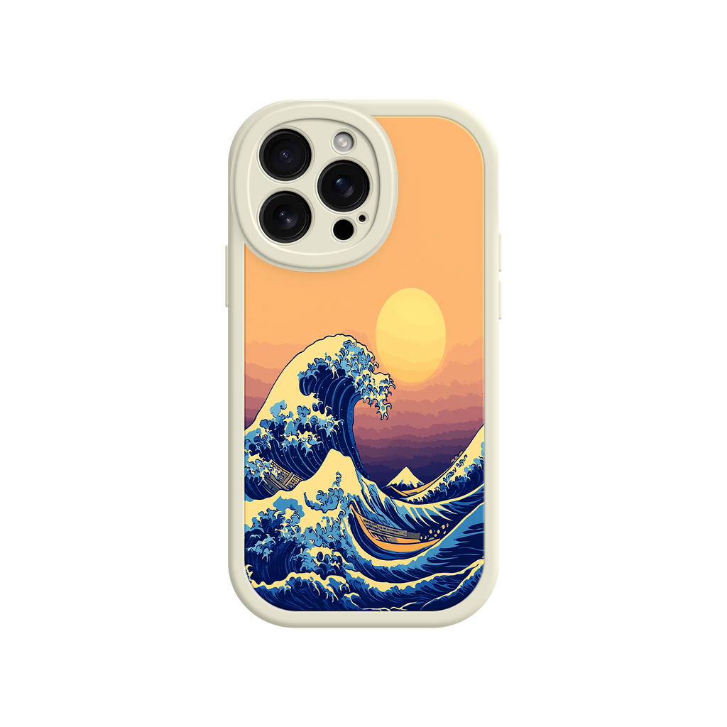 Great Wave Sunset iPhone Case – Japanese Art with Ocean & Mountain Design