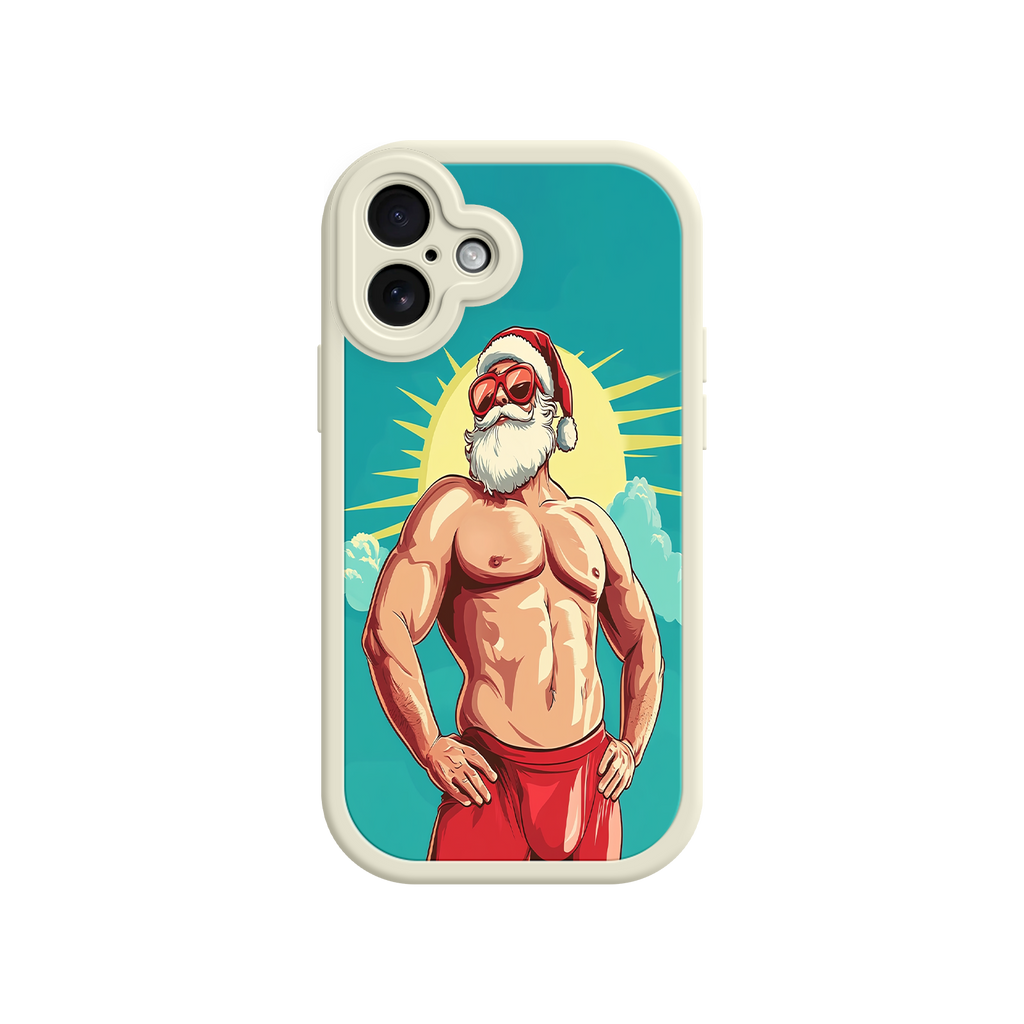 Humorous iPhone case with strong Santa figure