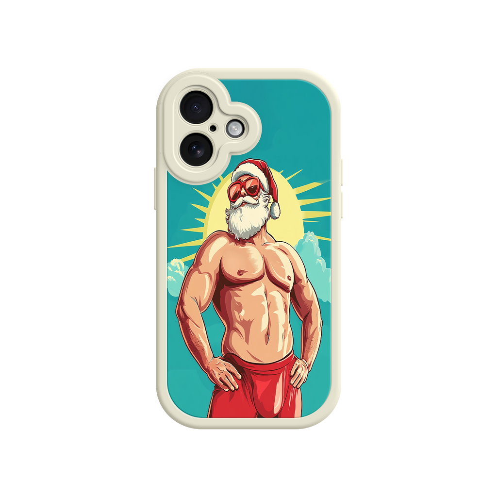 iPhone case with radiant sunburst and Santa Claus