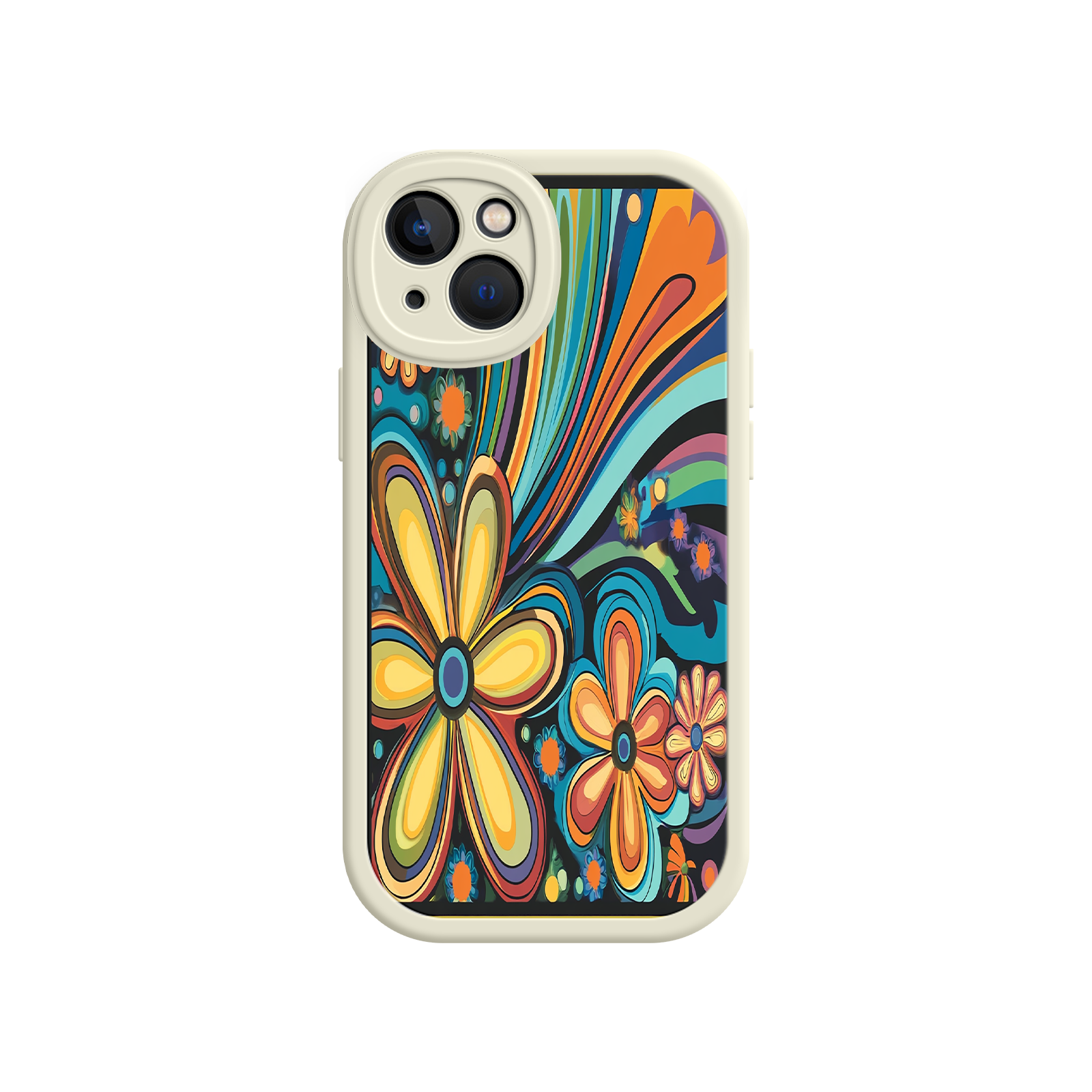 Psychedelic Floral iPhone 17 Case – Hippie Flower Power Design, 60s 70s Retro Vibes, Groovy Swirls