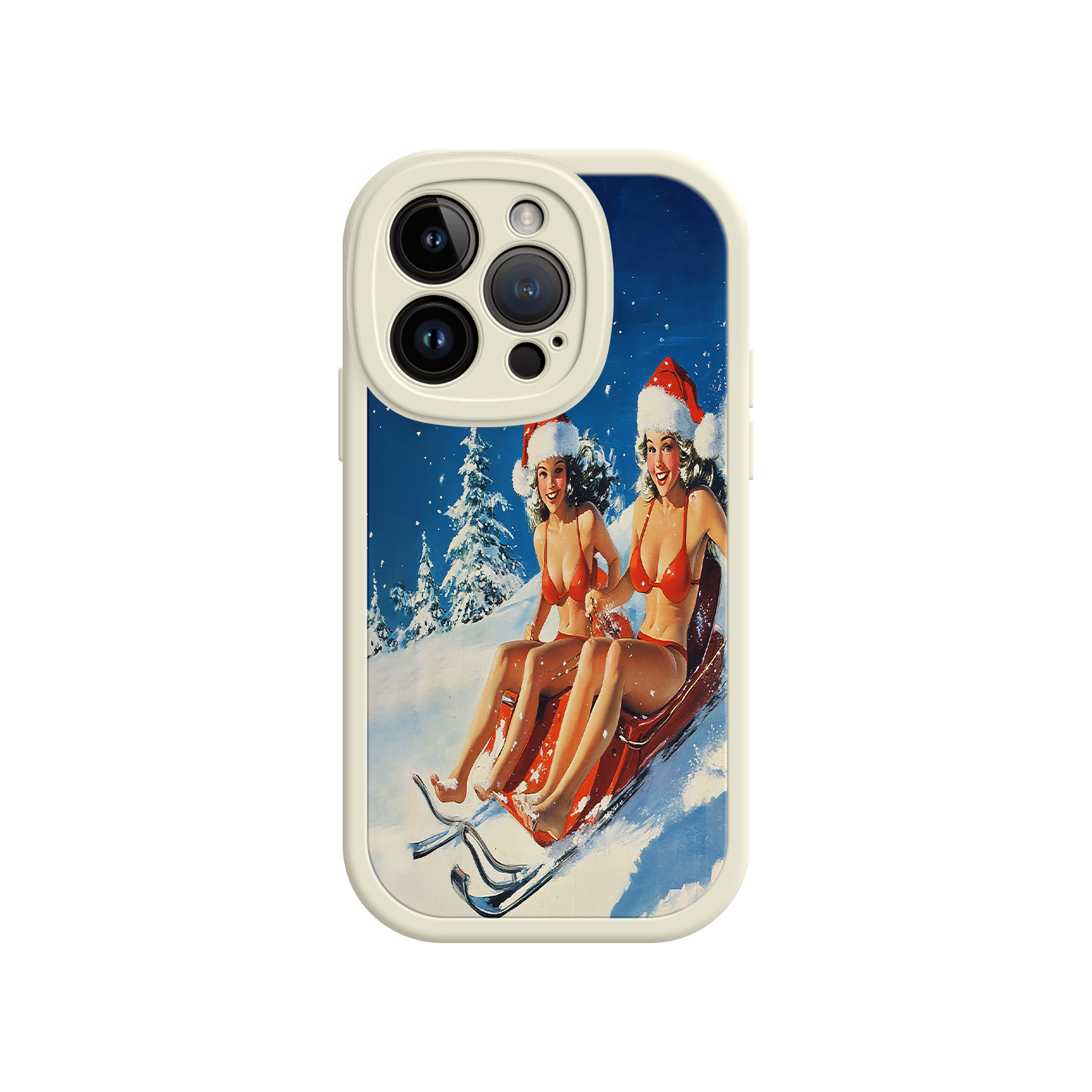 Santa Bikini Sled iPhone 17 Case – Funny Christmas Design, Sexy Holiday Vibes, Winter Wonderland Art