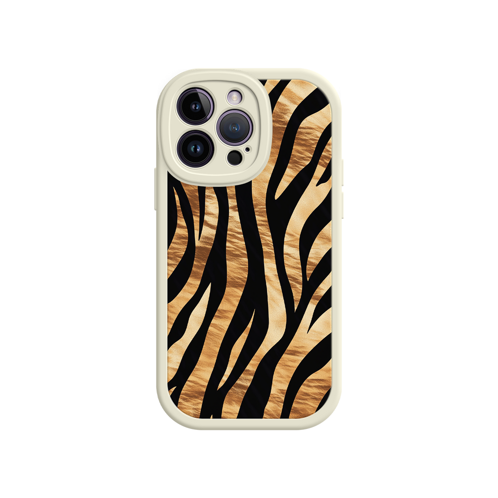 Tiger Stripe iPhone Case – Bold Animal Print with Olive Green Frame