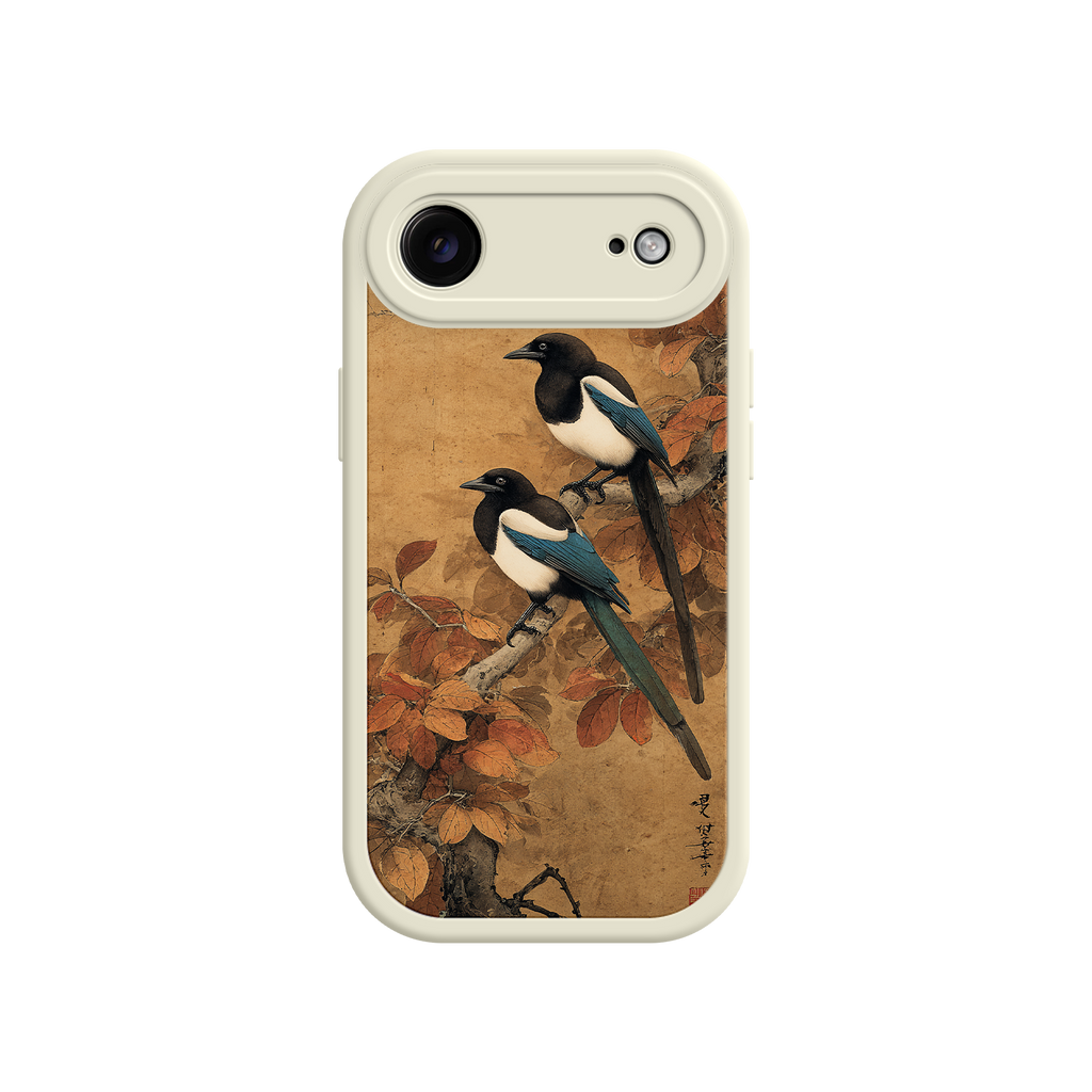 Bird iPhone case with cultural design and warm tones
