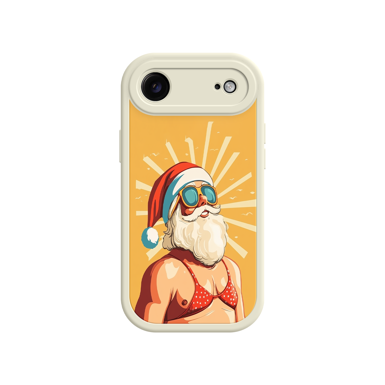 Humorous iPhone case with Santa in red bikini top