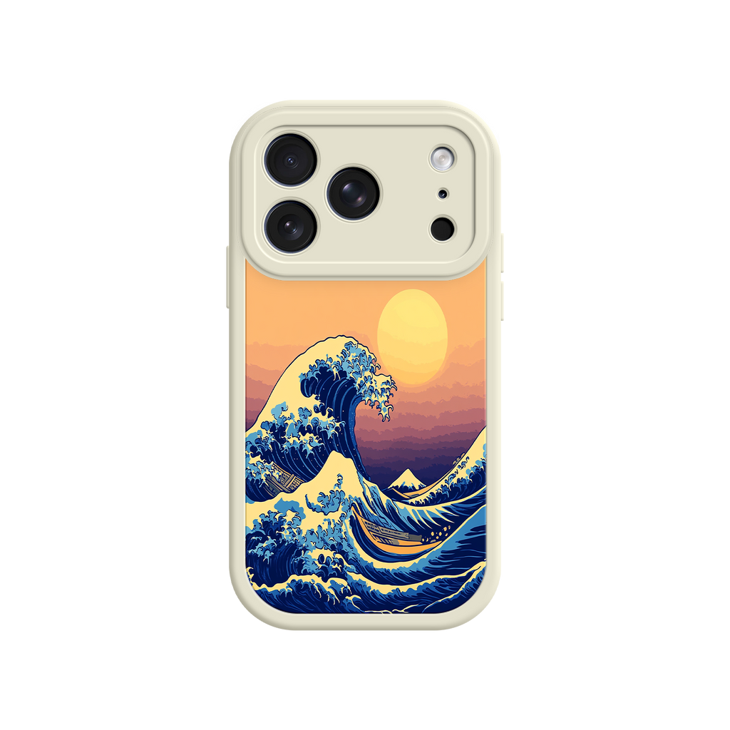 Great Wave Sunset iPhone Case – Japanese Art with Ocean & Mountain Design