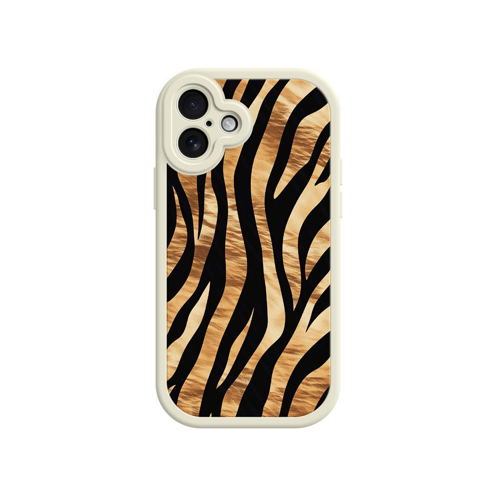 Tiger Stripe iPhone Case – Bold Animal Print with Olive Green Frame