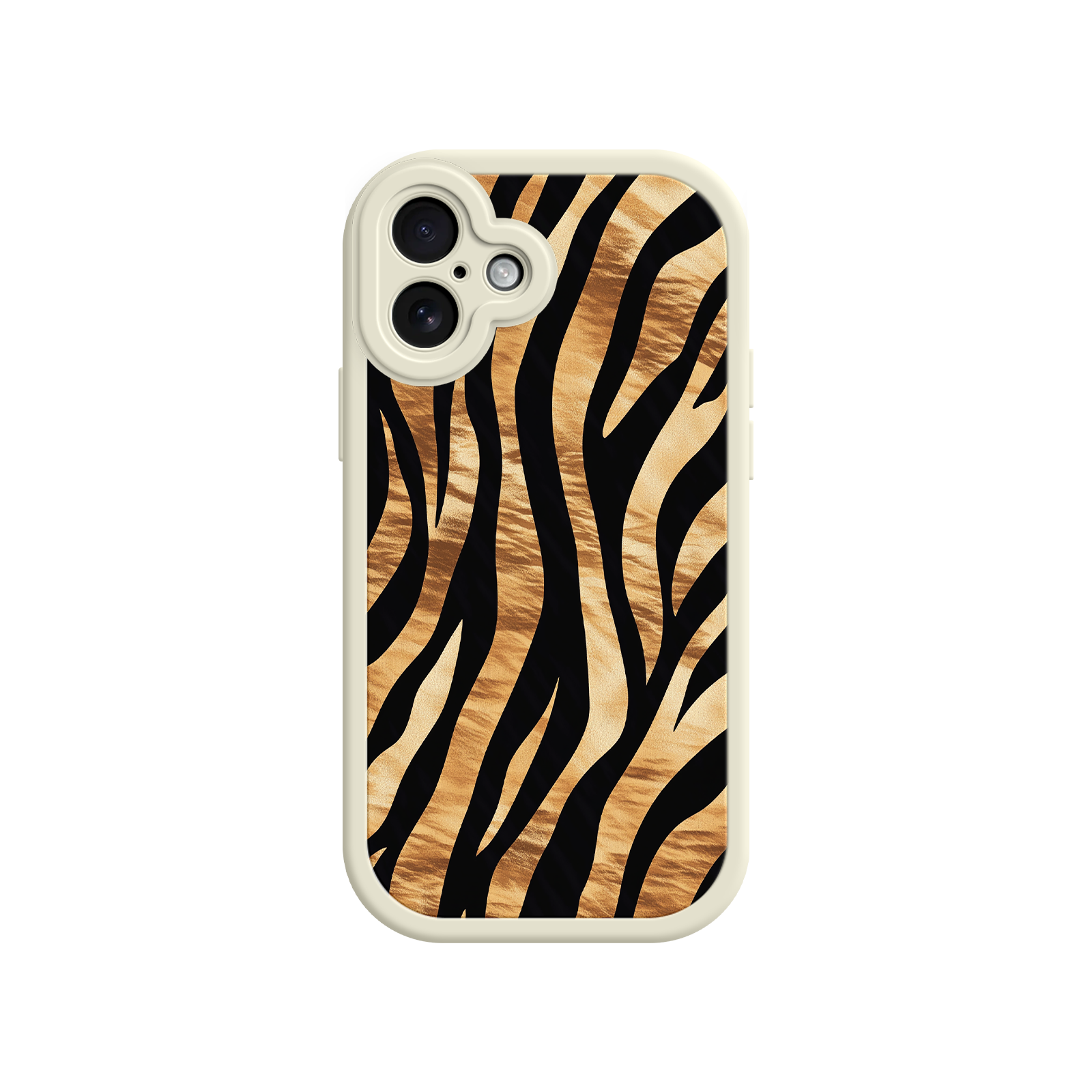 Tiger Stripe iPhone Case – Bold Animal Print with Olive Green Frame