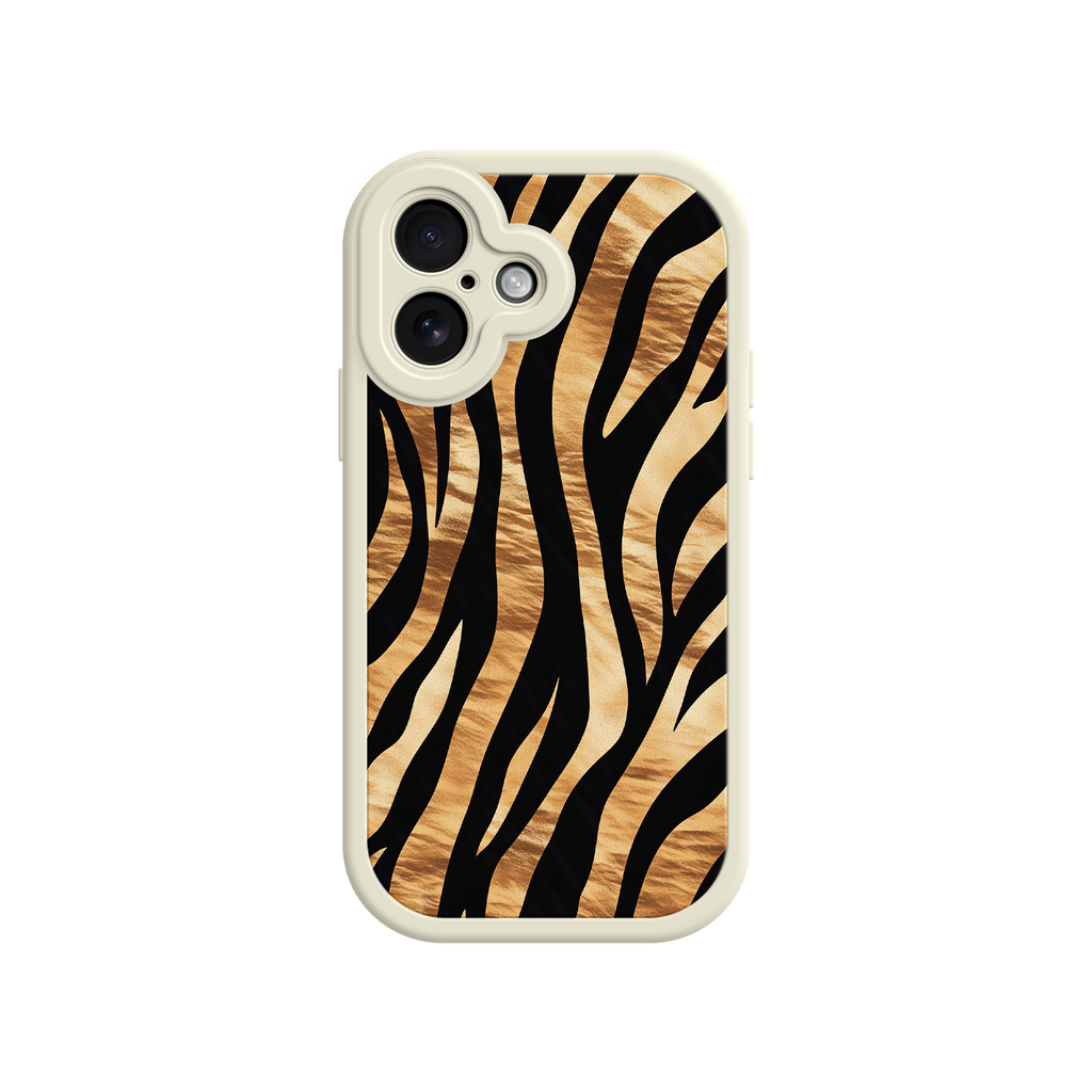 Tiger Stripe iPhone Case – Bold Animal Print with Olive Green Frame