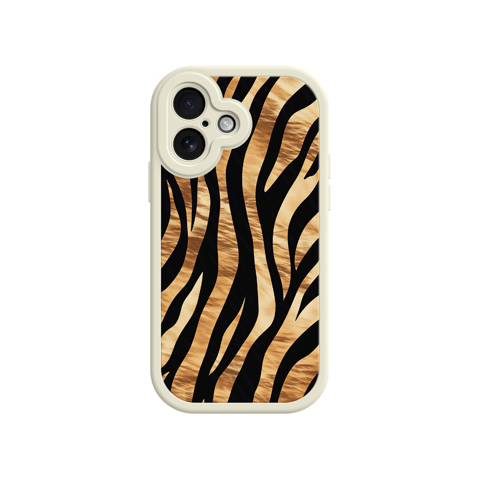 Tiger Stripe iPhone Case – Bold Animal Print with Olive Green Frame