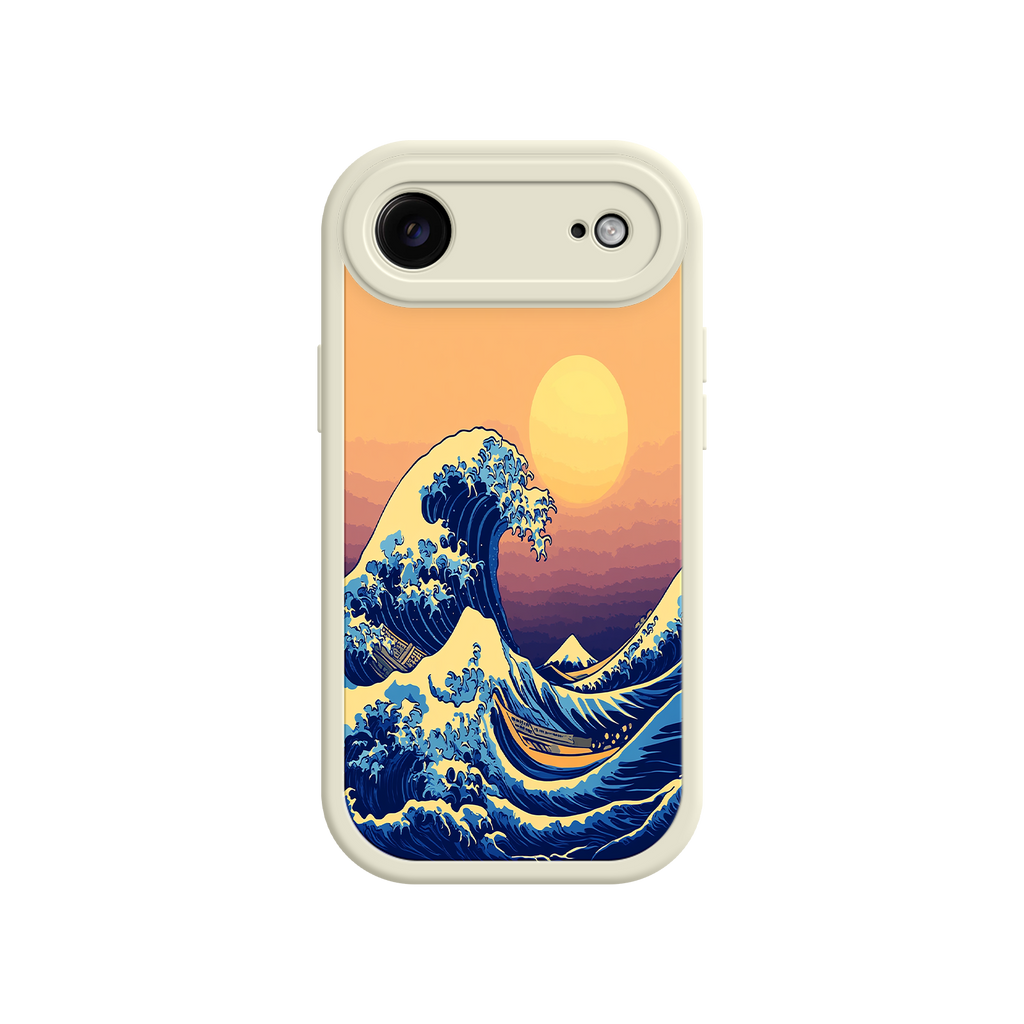 Great Wave Sunset iPhone Case – Japanese Art with Ocean & Mountain Design