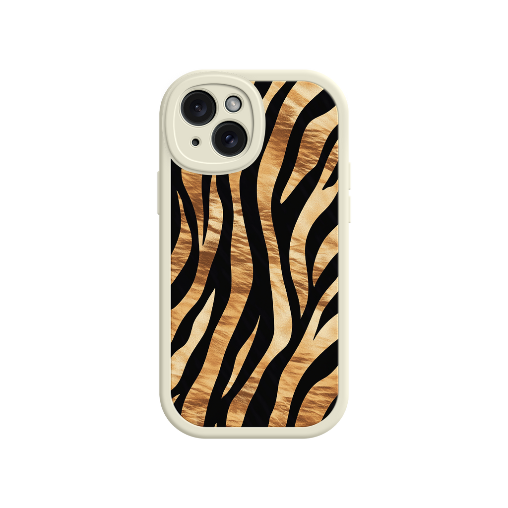 Tiger Stripe iPhone Case – Bold Animal Print with Olive Green Frame