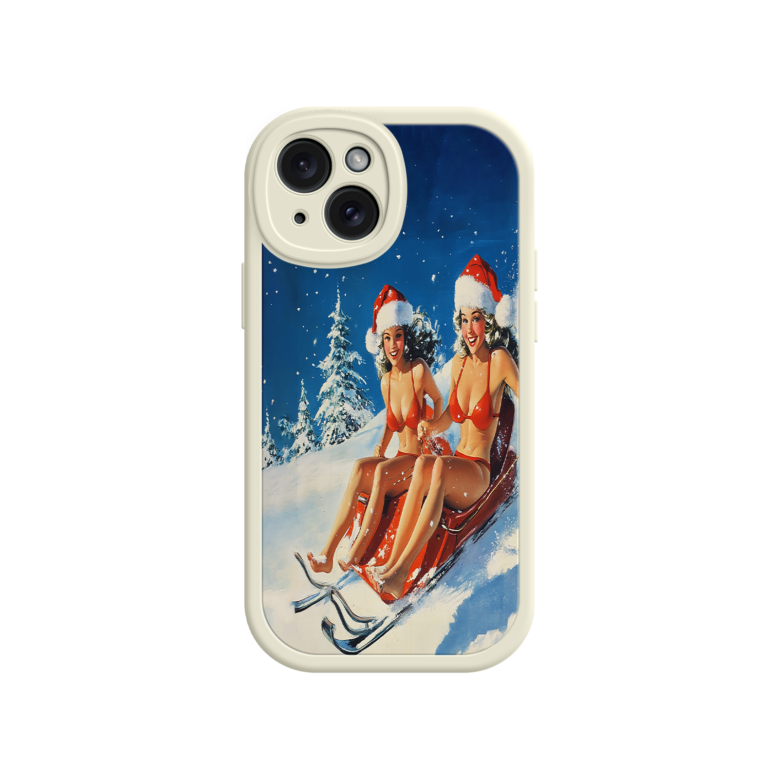 Santa Bikini Sled iPhone 17 Case – Funny Christmas Design, Sexy Holiday Vibes, Winter Wonderland Art