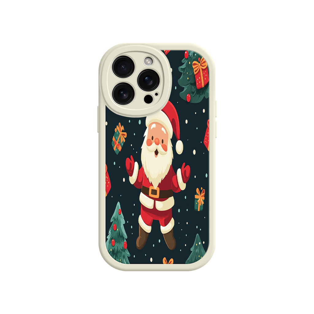 Festive Santa iPhone 17 Case – Christmas Holiday Design, Jolly Santa Claus, Gift Boxes & Trees
