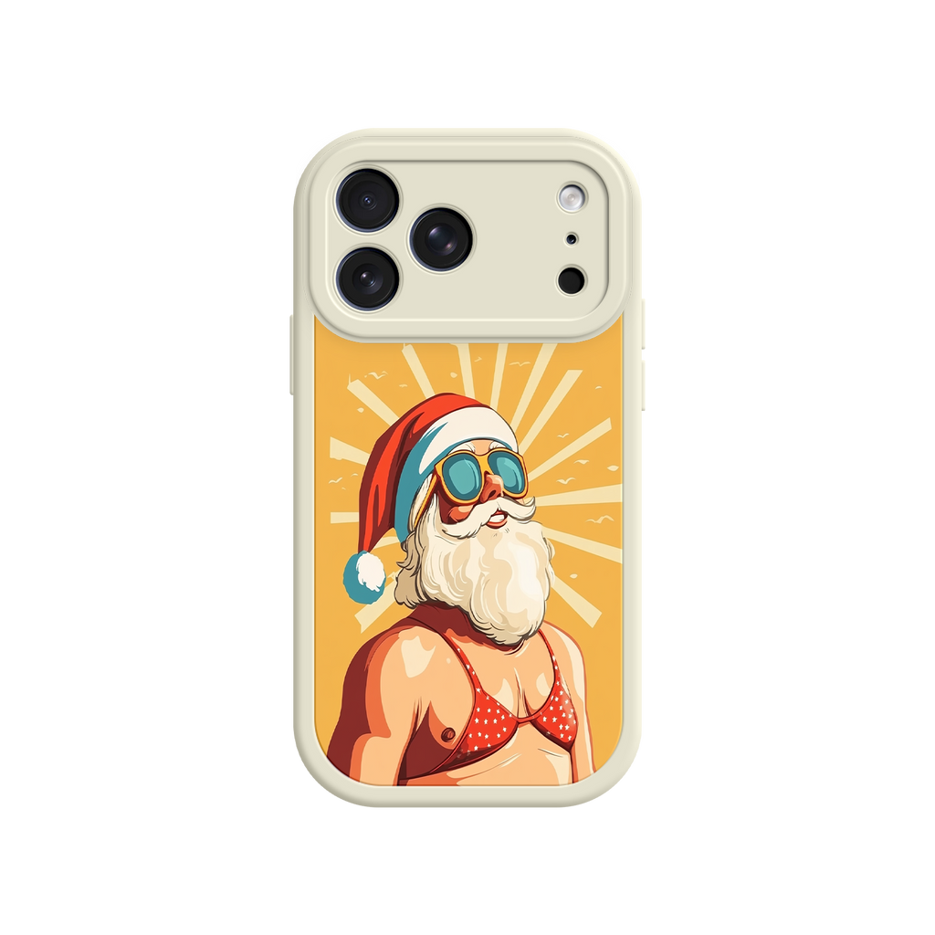 Santa in swimsuit phone case for holiday beach vibes