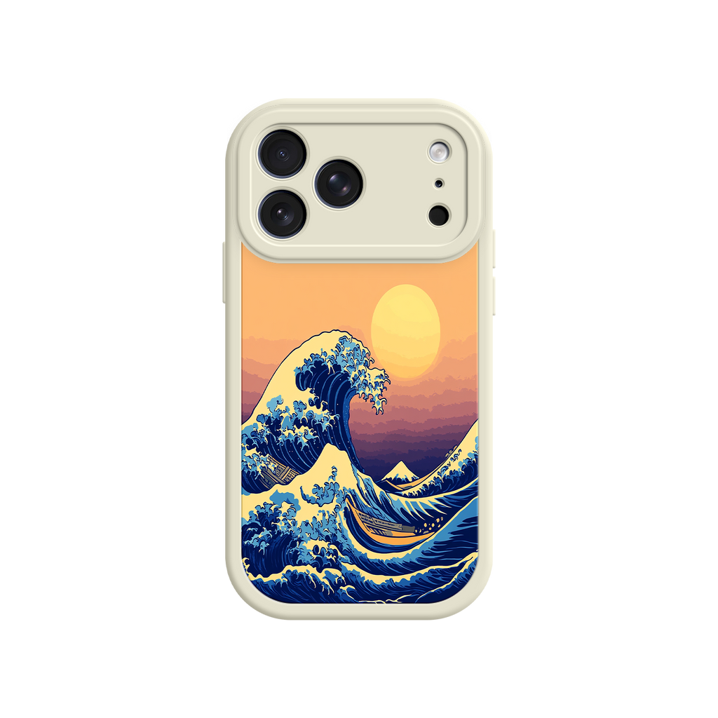 Great Wave Sunset iPhone Case – Japanese Art with Ocean & Mountain Design