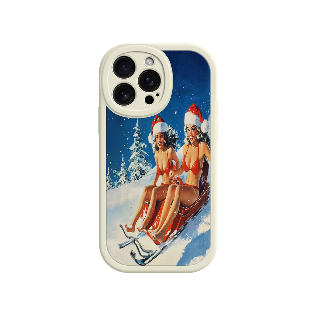 Santa Bikini Sled iPhone 17 Case – Funny Christmas Design, Sexy Holiday Vibes, Winter Wonderland Art