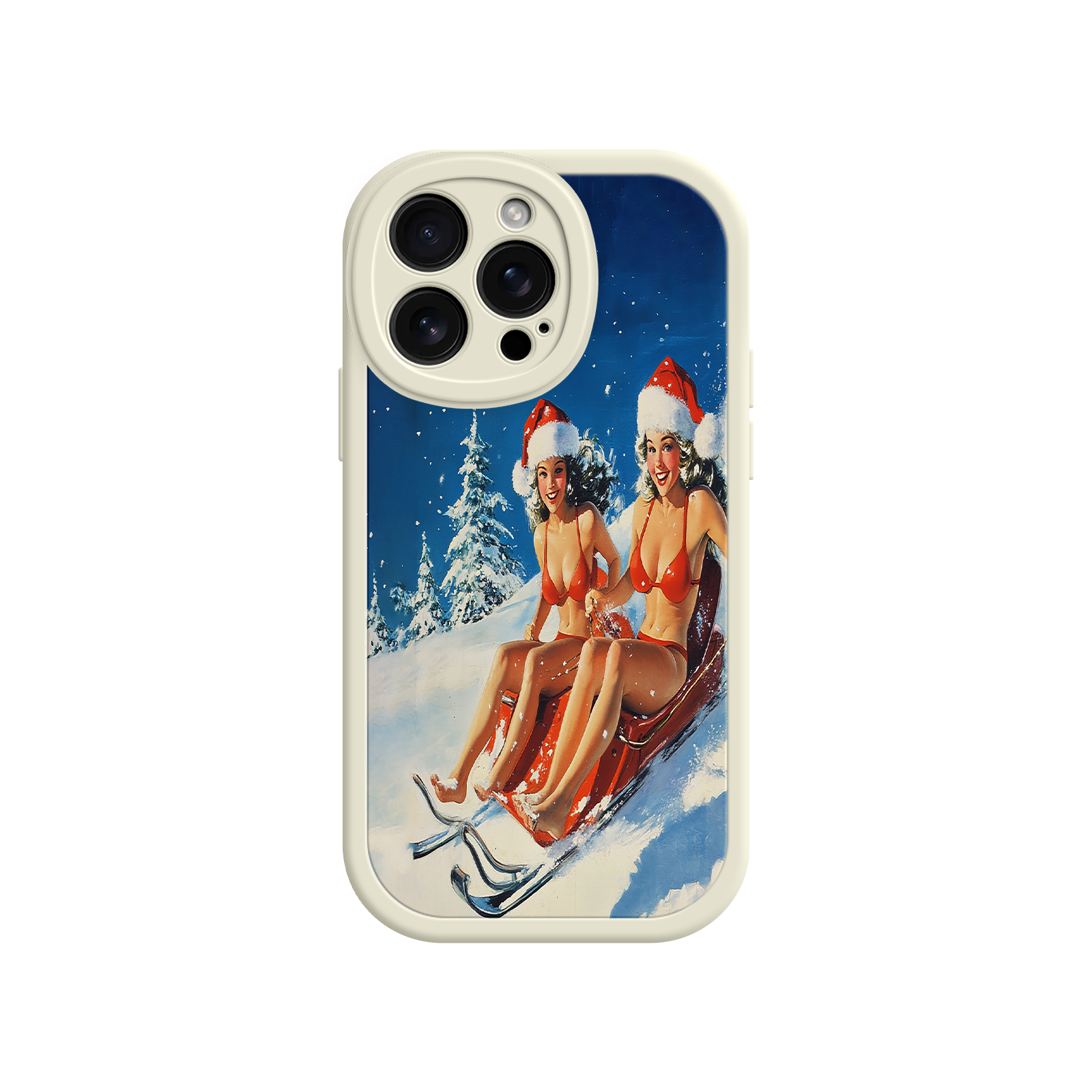 Santa Bikini Sled iPhone 17 Case – Funny Christmas Design, Sexy Holiday Vibes, Winter Wonderland Art