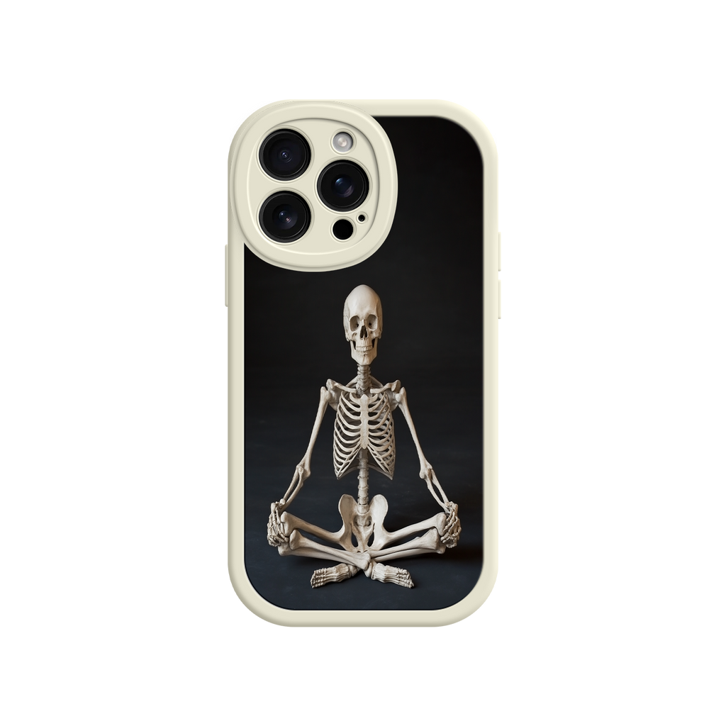 Meditating Skeleton iPhone 17 Case – Gothic Skelly Yoga Art, Anatomical Design, Spiritual Aesthetic