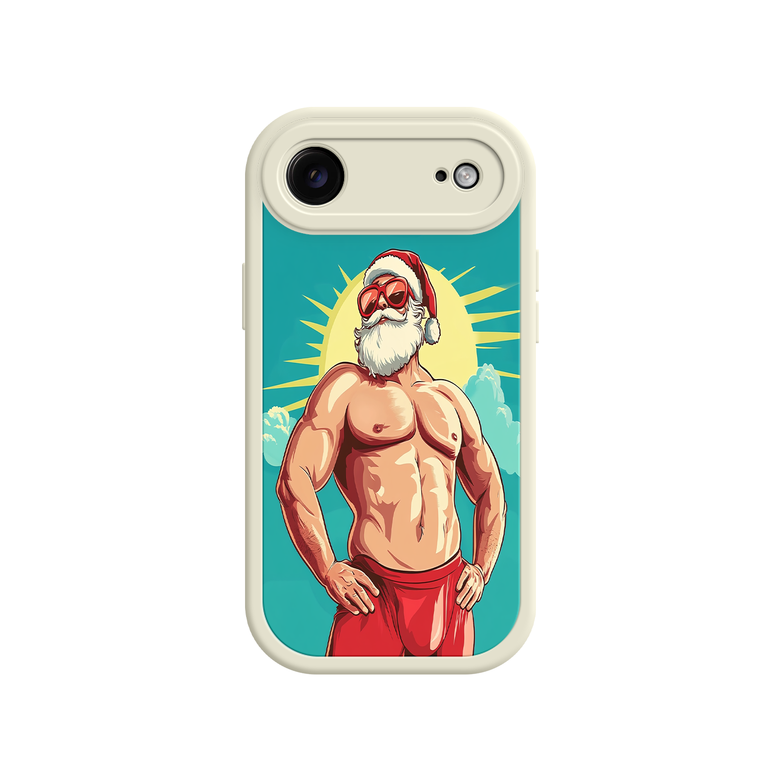 iPhone case with bold Santa Claus cartoon
